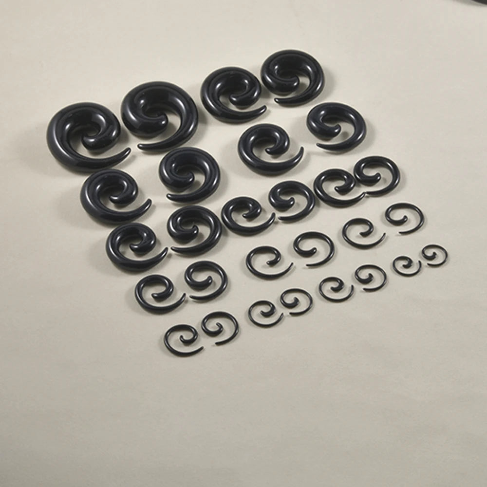 1Pair Acrylic Black Ear Spiral Expander Ear Plugs Spiral Ear-Piercing Stretcher Body Jewelry 1.2mm-24mm Piercing Jewelry Ear Piercings Lunarity Garage   