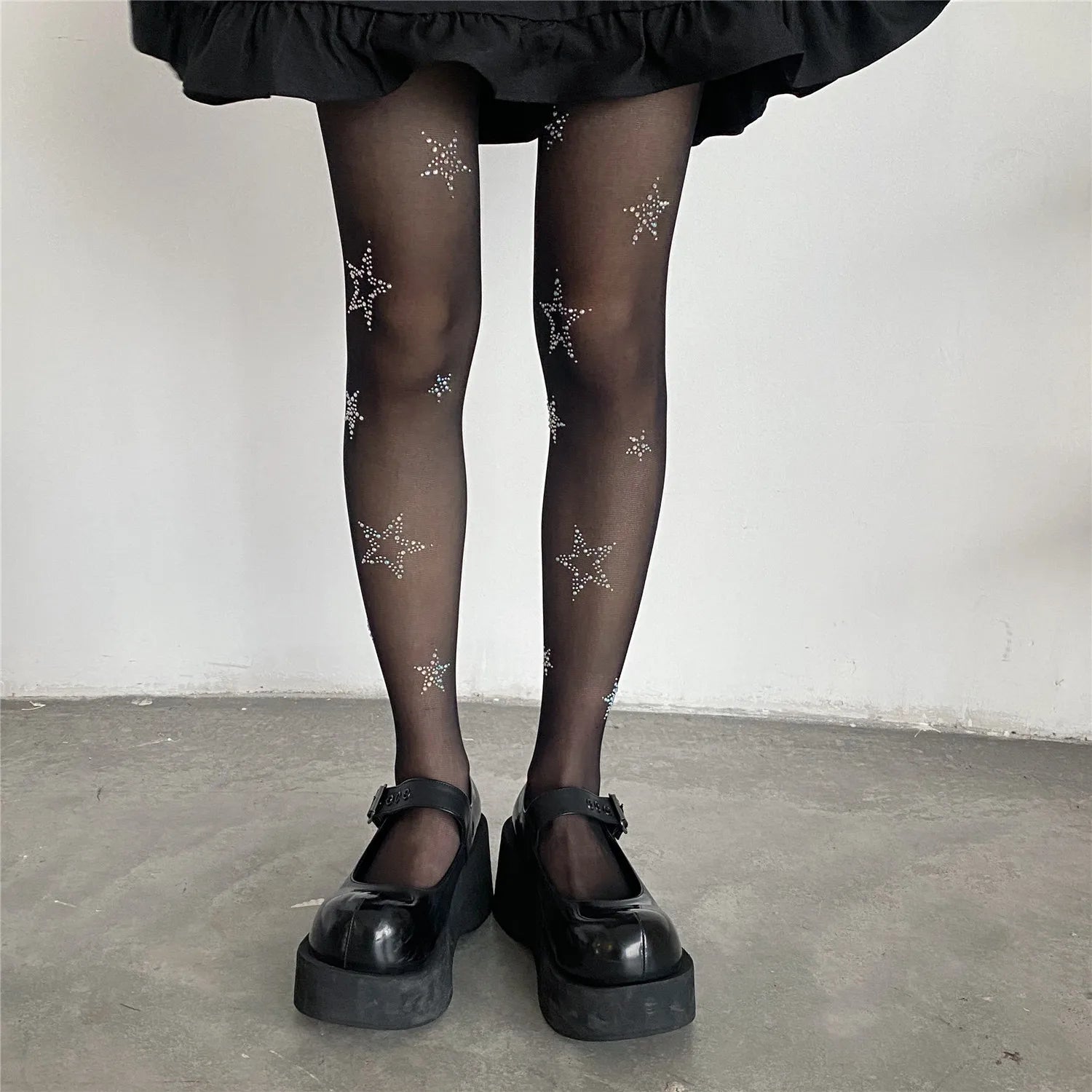 Women Star Rhinestone Tights – Shiny Thigh High Lolita Style Pantyhose