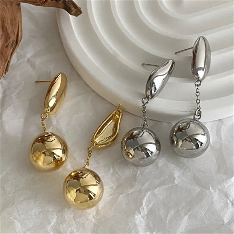 Asymmetric Long Metal Ball Drop Earrings Earrings Lunarity Garage