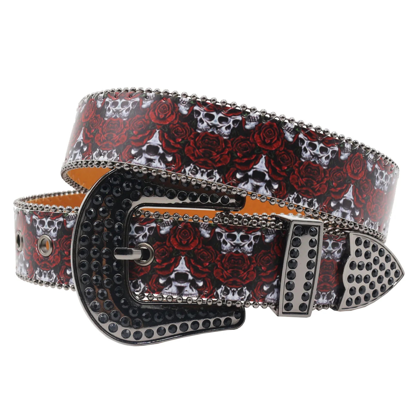 Punk Black Rhinestone Belt – Y2K Western Cowboy Designer Belt belt LUNARITY GARAGE KLH 105CM