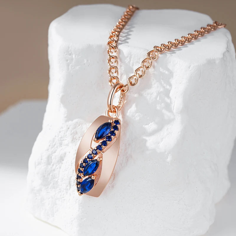 Shiny Rhombus Blue Natural Zircon Pendant Necklace necklaces LUNARITY GARAGE   