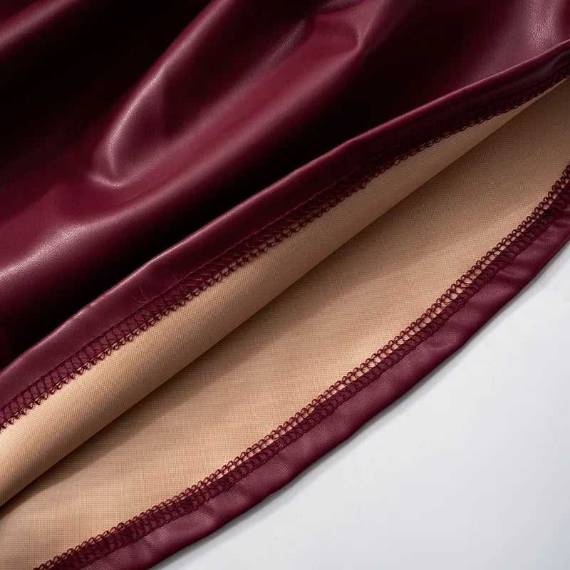 Wine Red Strapless Leather Top – Sexy Slim Fit Party Top Tops LUNARITY GARAGE