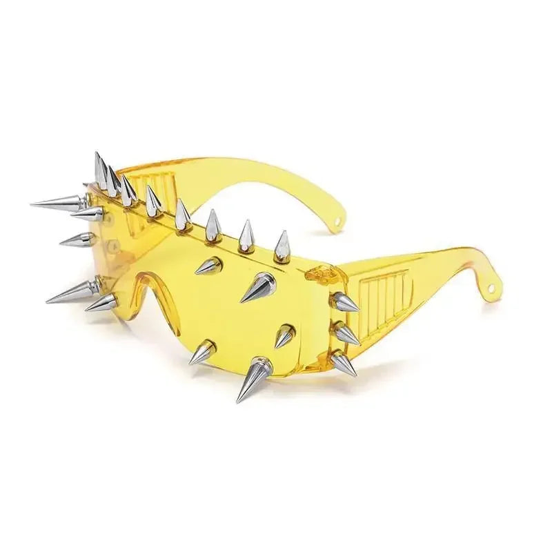 Cyberpunk Demon Metal Rivet Sunglasses Sunglasses Lunarity Garage Yellow