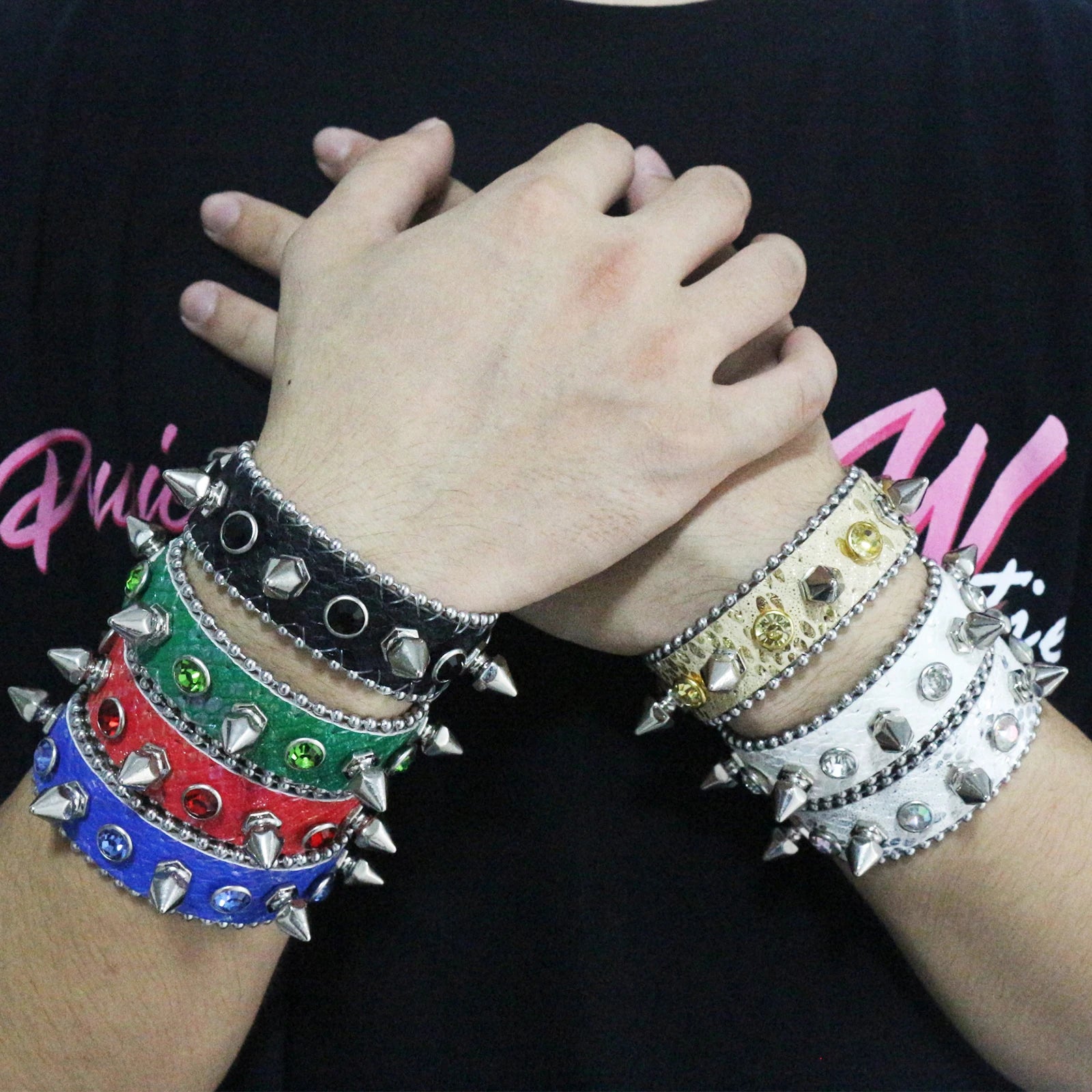 Rhinestone Denim Bracelet – Hip Hop Punk Rock Y2K Style (Unisex) bracelets LUNARITY GARAGE