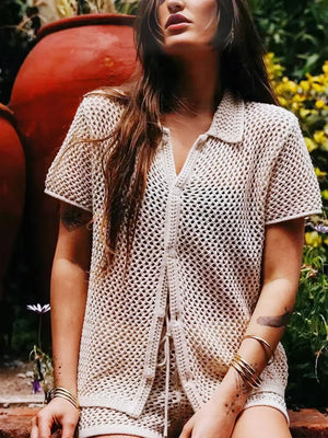 The Casual Knit Cut Out Shorts Set - Swimsuit Cover Up cover ups LUNARITY GARAGE