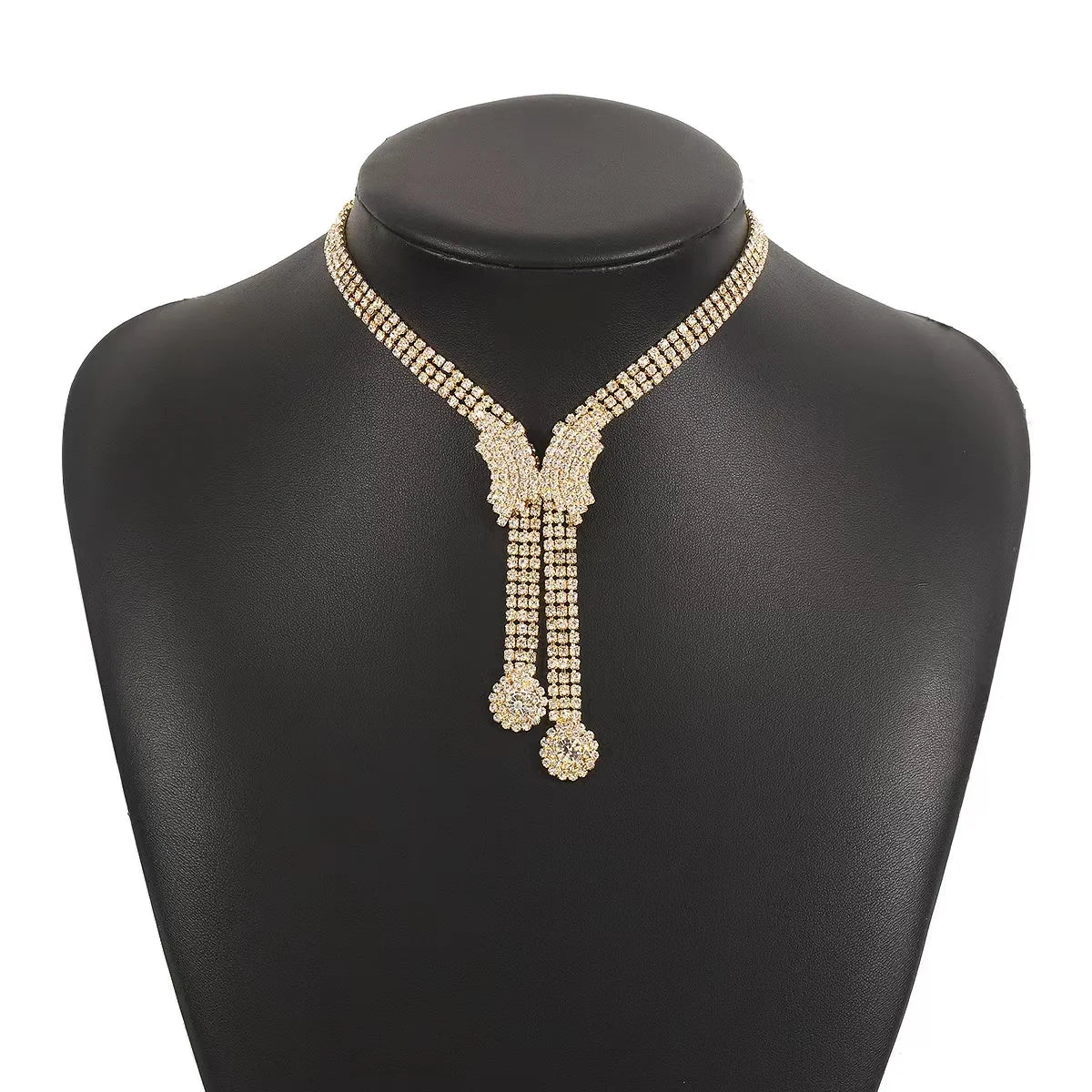 Luxury Rhinestone Butterfly V-Shaped Choker Necklace Necklace Lunarity Garage Gold