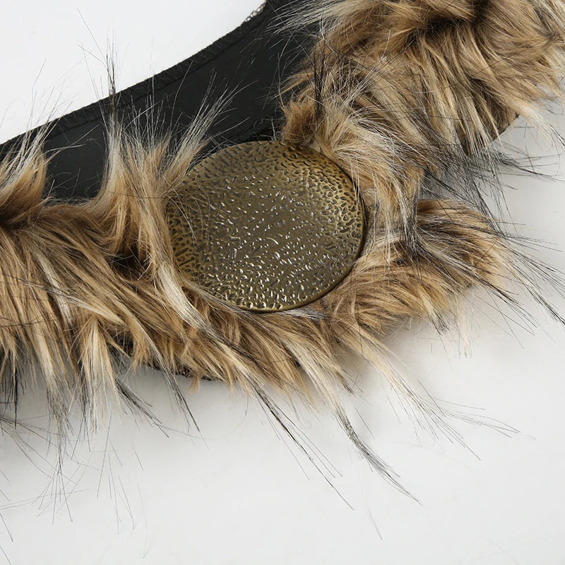 Y2K Vintage Faux Fur Patchwork Belt - Punk Western Cowboy Waistband Accessory Belt LUNARITY GARAGE