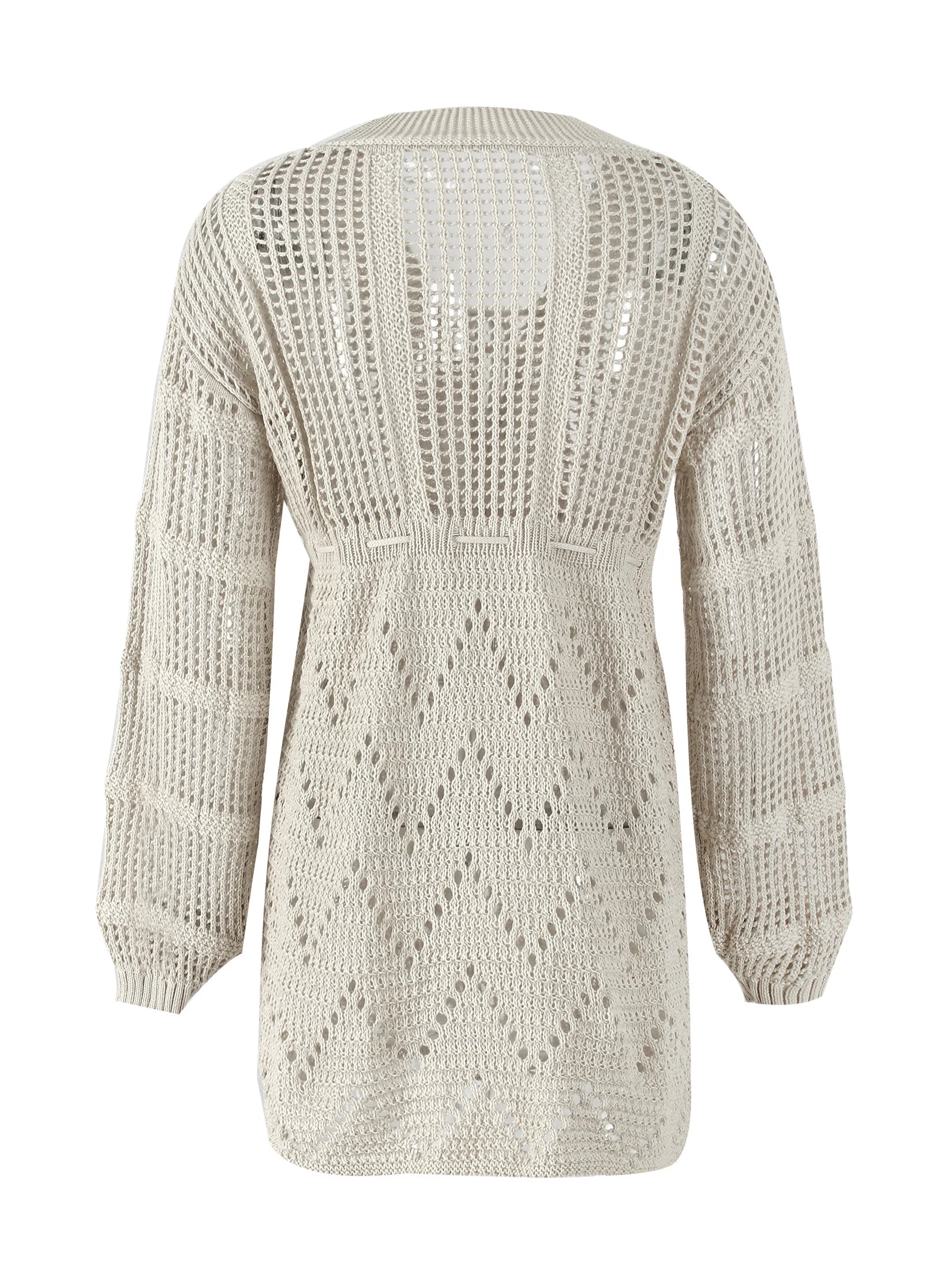 Daring Winter Warmth: The Sexy See-Through Deep V-Neck Knit Mini Dress Dress LUNARITY GARAGE