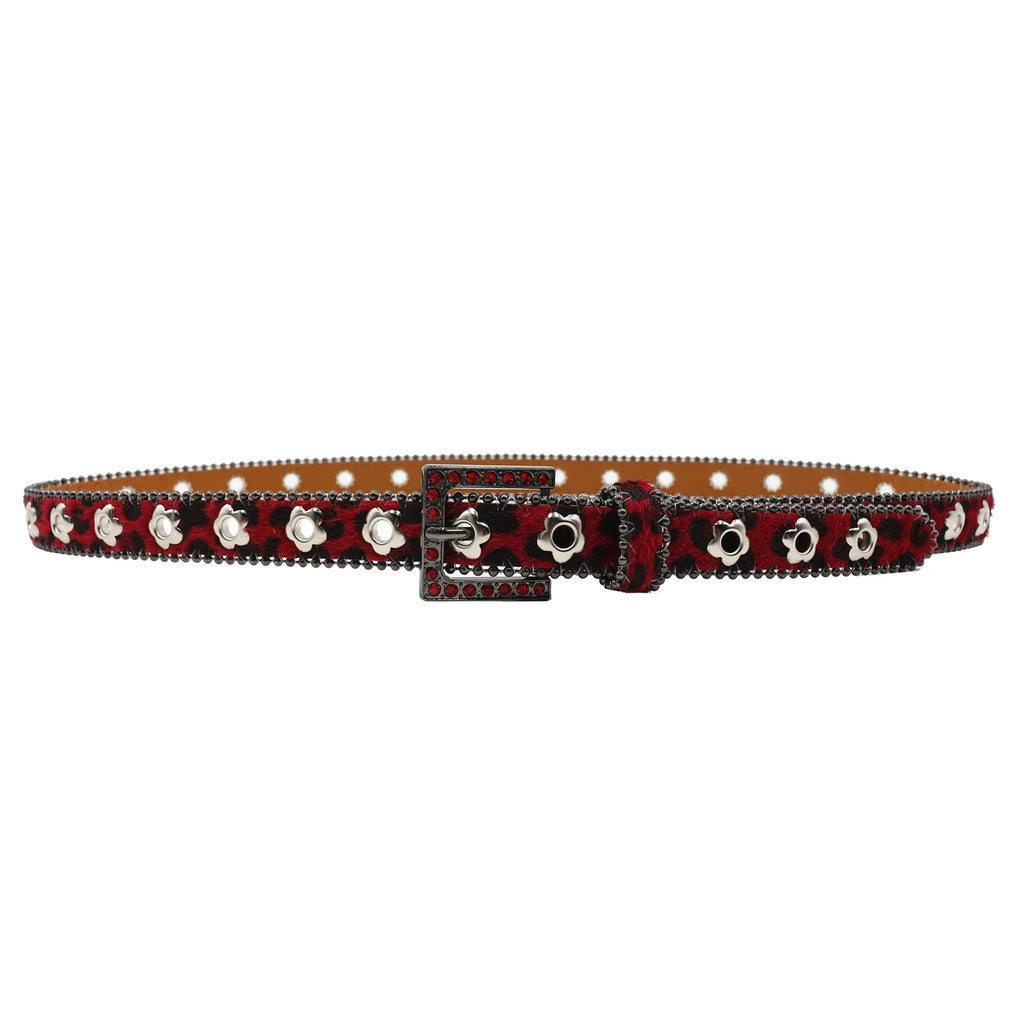 Hollow Flower Rhinestone Square Buckle Belt – Y2K Punk Luxury Waistband belt LUNARITY GARAGE