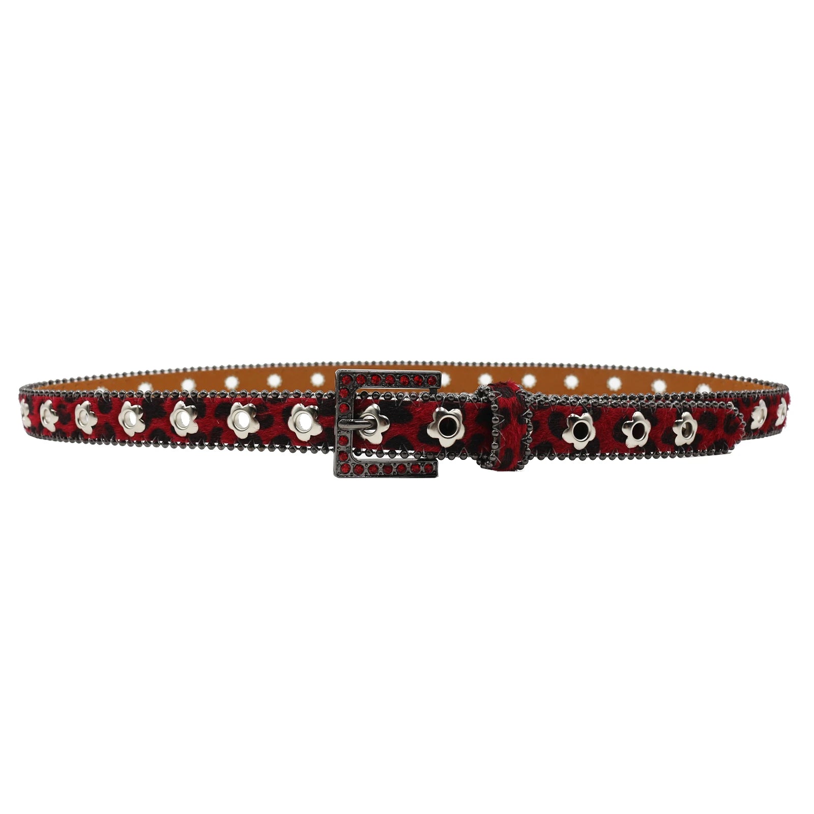 Hollow Flower Rhinestone Square Buckle Belt – Y2K Punk Luxury Waistband belt LUNARITY GARAGE