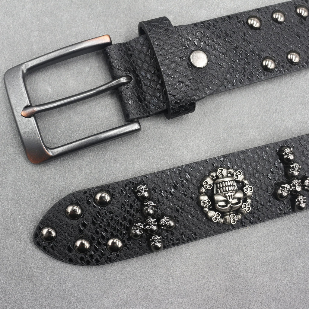 Y2K Metal Punk Rock Rivet Belt – Skull Studded Goth Style (3.8cm) belt LUNARITY GARAGE