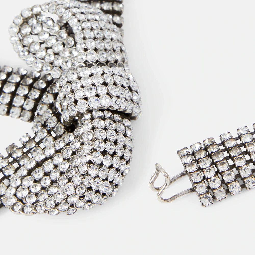 Chunky Crystal Exaggerated Bow Rhinestone Choker Necklace Necklace Lunarity Garage   