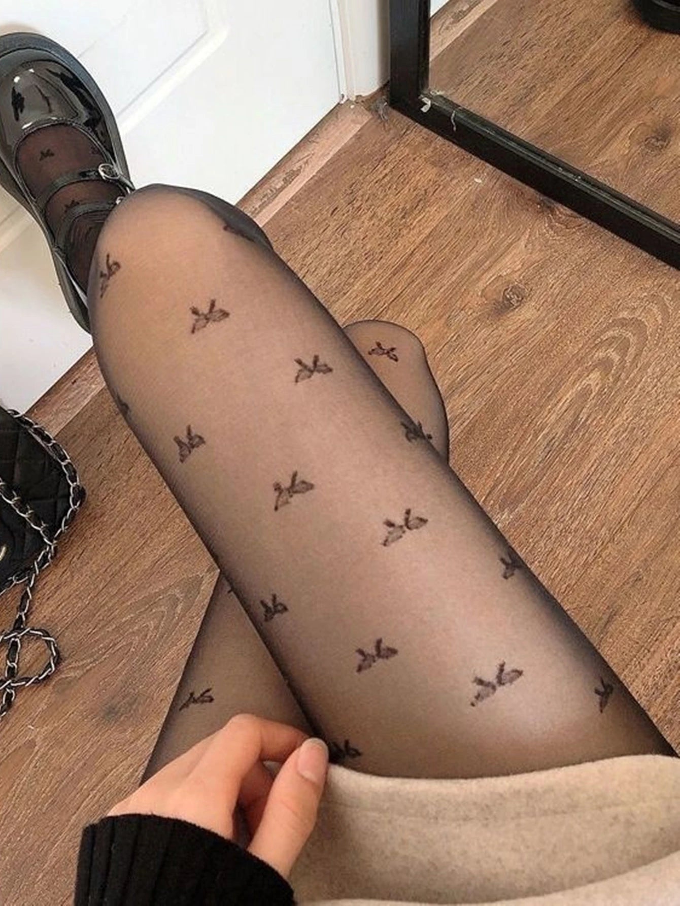 Sexy Black Heart Polka Dot Stockings – Elastic Sheer Lolita Style LUNARITY GARAGE SH225-BK HUDIE One Size