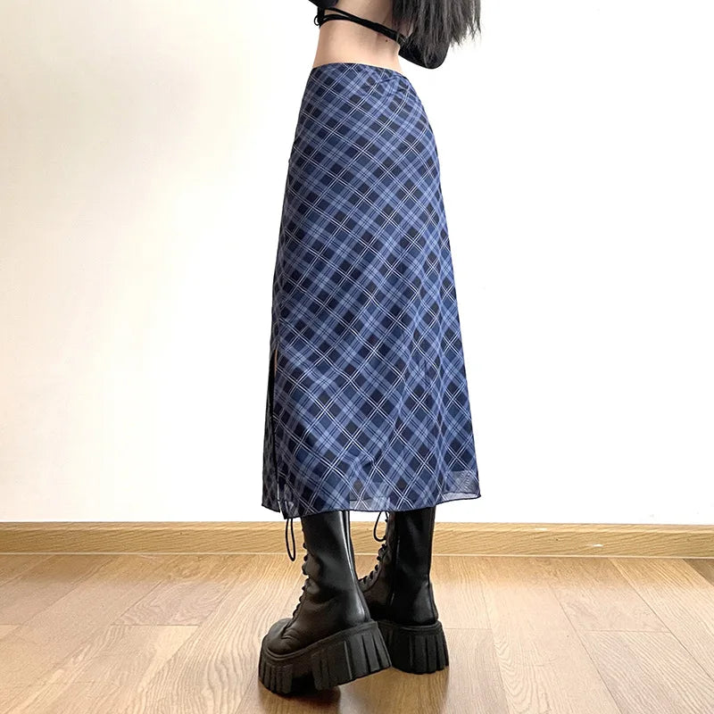 Plaid Print Wrap Pencil Skirt – Vintage Elegance with a Modern Twist Skirts LUNARITY GARAGE
