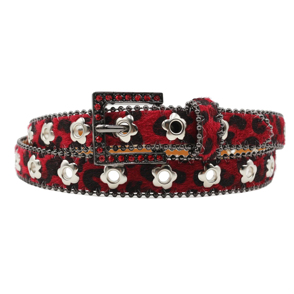 Hollow Flower Rhinestone Square Buckle Belt – Y2K Punk Luxury Waistband belt LUNARITY GARAGE