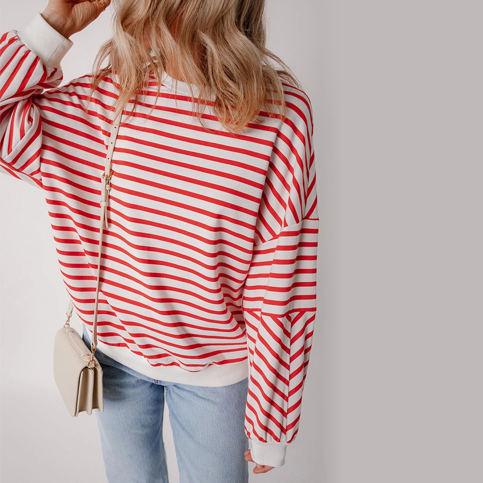 Striped Print Crew Neck Sweatshirt – Casual Long Sleeve Pullover for Fall & Winter Streetwear Sweaters LUNARITY GARAGE