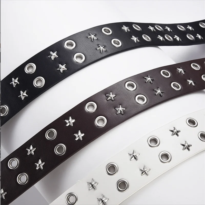 Goth Star Chain Eye Rivet Belt – Double Pin Buckle Punk Festival Party Belt belt LUNARITY GARAGE