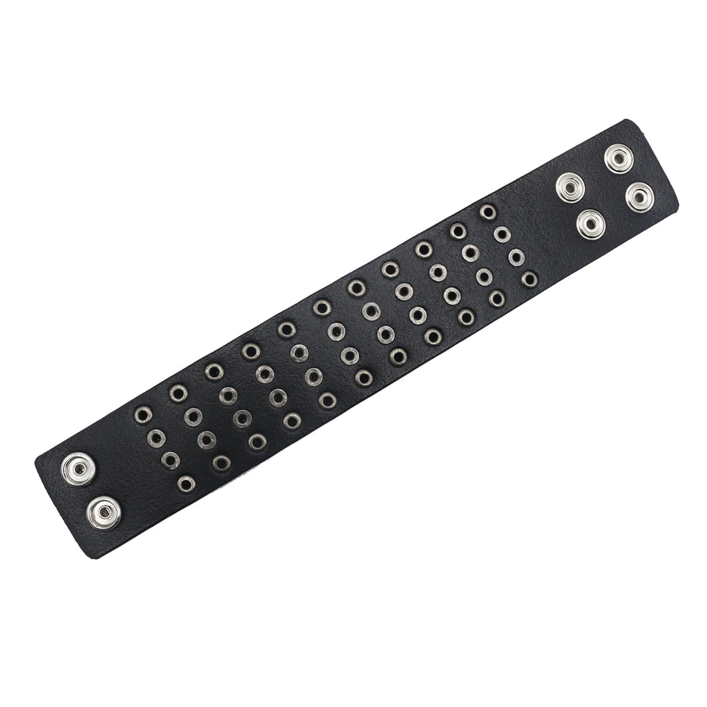 Punk Hip Hop Rock Genuine Leather Bracelet – Chain Rivet Unisex Bangle bracelets LUNARITY GARAGE