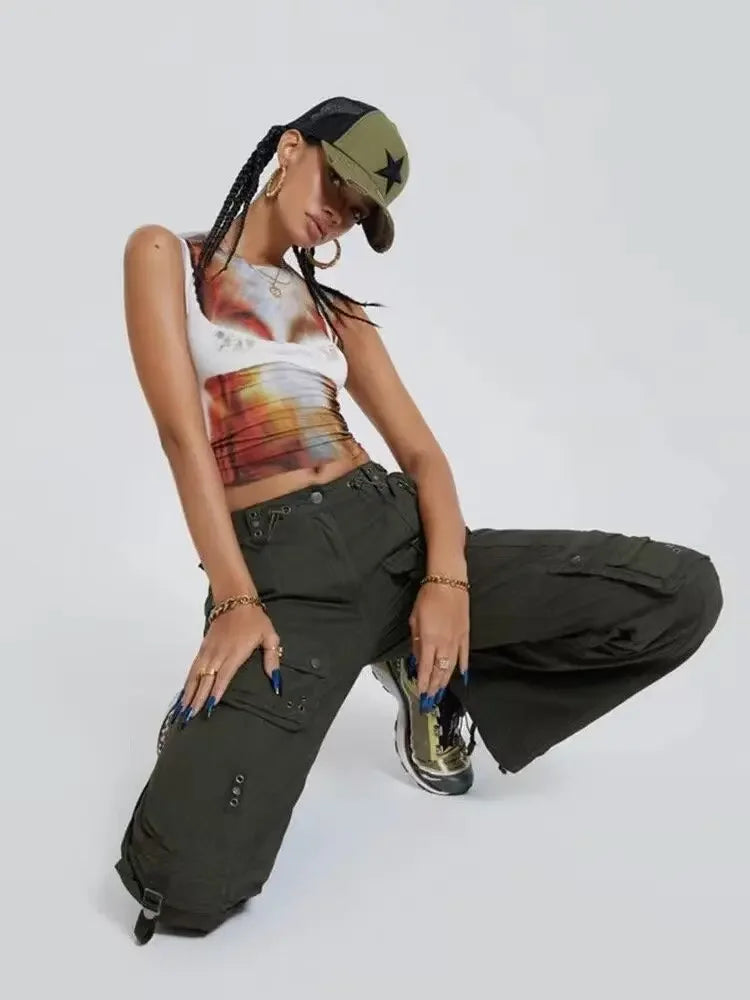 Sexy Pixelated Print Color Block Slim Fit Vest Top - Y2K Inspired Tops LUNARITY GARAGE