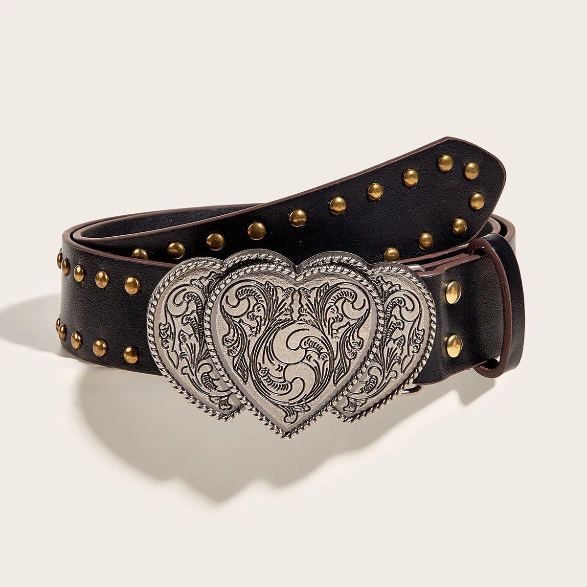 Gothic Punk Y2K Leather Belt - Metal Buckle Designer Waist Strap for Women & Men Belt LUNARITY GARAGE Black 105CM