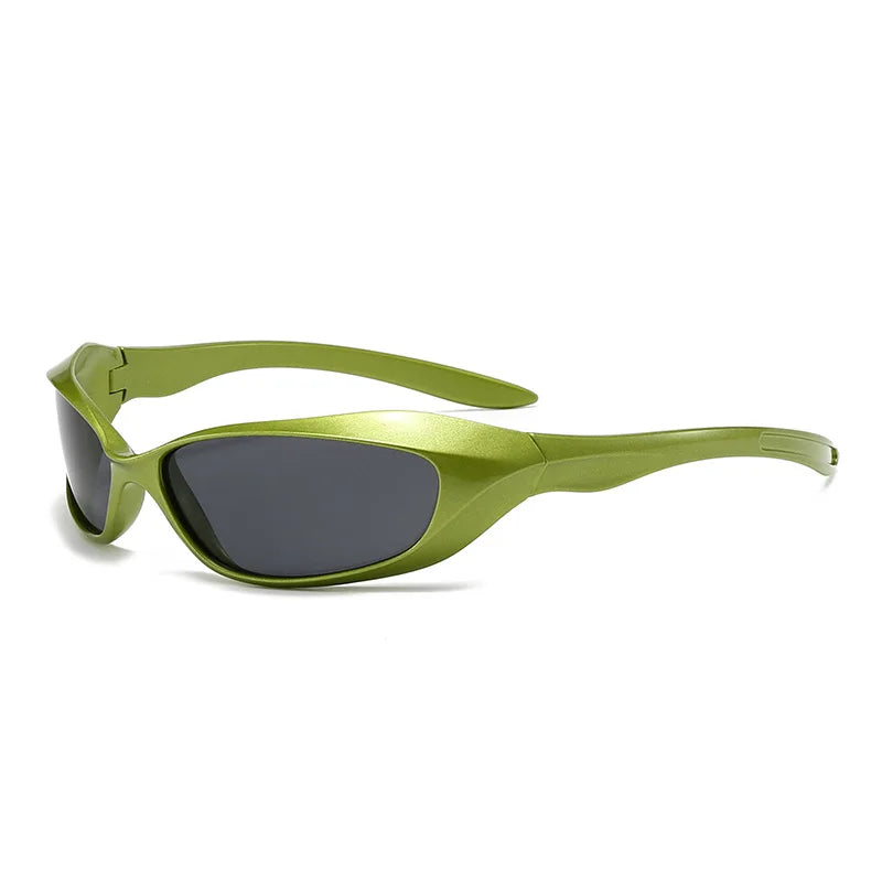 Y2K Punk Sports Sunglasses – Futuristic UV400 Designer Shades for Men & Women Sunglasses Lunarity Garage Green Grey