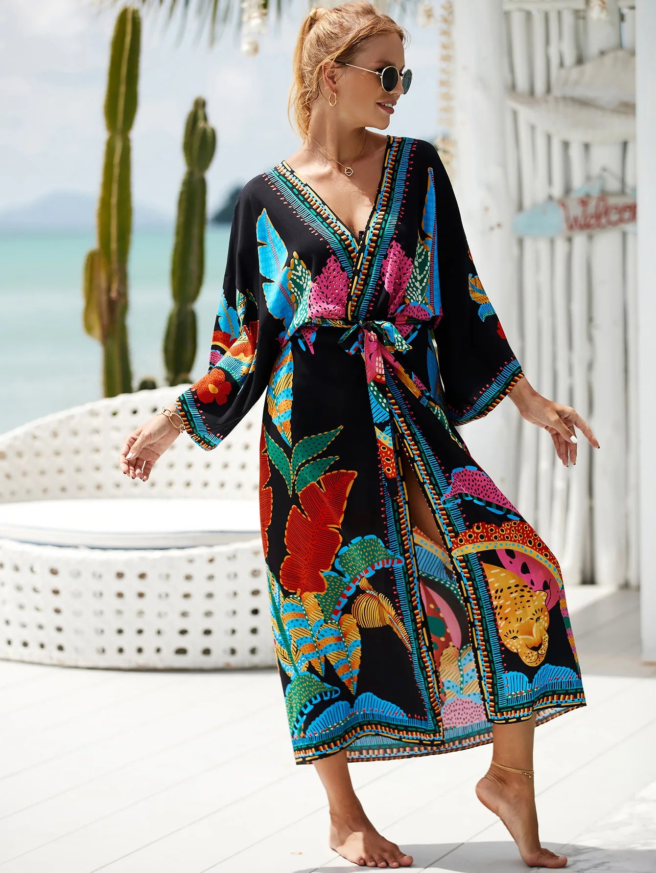 The Africa Printed Beach Kimono Cover-Up kimonos LUNARITY GARAGE