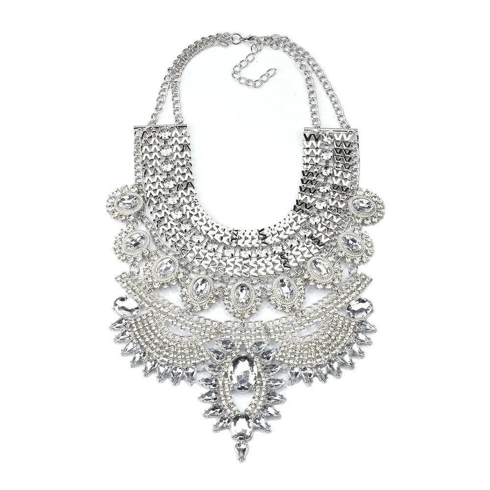Luxury Vintage Crystal Choker Necklace Necklace LUNARITY GARAGE Silver