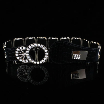 Crystal Rhinestone Elastic Waist Belt - Handmade Decorative Wide Belt for Dress & Coat Belt LUNARITY GARAGE