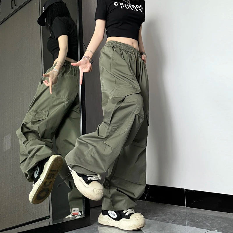 Y2K High Waist Wide Leg Cargo Pants – Streetwear Essential Pants LUNARITY GARAGE
