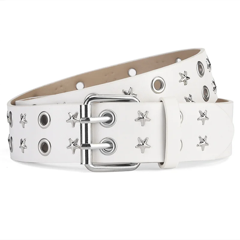 Goth Star Chain Eye Rivet Belt – Double Pin Buckle Punk Festival Party Belt belt LUNARITY GARAGE Belt 110cm