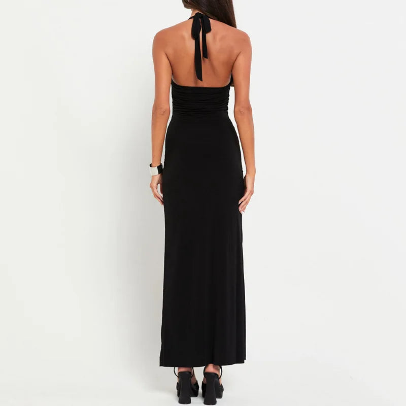 Sexy Butterfly Detail Hollow Out Maxi Dress | 2025 Summer Bow Halter Bodycon Party Dress Dress LUNARITY GARAGE