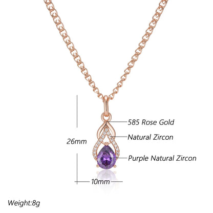 Purple Water Drop Zircon Pendant Necklace Necklace Lunarity Garage