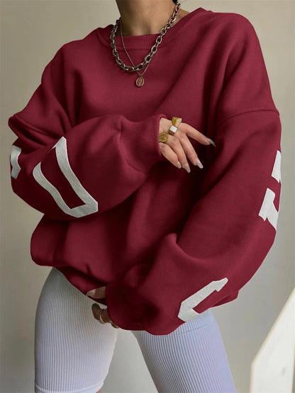 Back Letters Print Oversized Sweatshirt – Cozy Streetwear for Autumn & Winter Sweatshirts Lunarity Garage Claret S