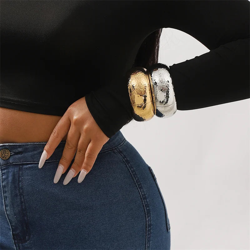 Vintage Geometric Wide Stripe Metal Open Bracelet Bracelets Lunarity Garage