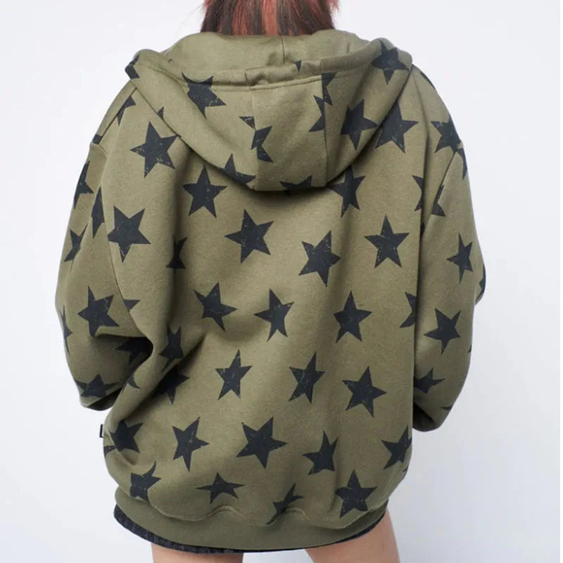 Y2K Vintage Star Oversized Zip-Up Hoodie – Harajuku Goth Streetwear Sweatshirt sweatshirt LUNARITY GARAGE