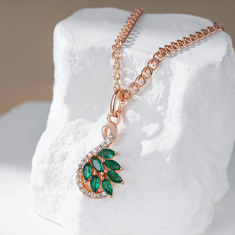 Radiant Green Zircon Rose Gold Pendant Necklace Necklace LUNARITY GARAGE   