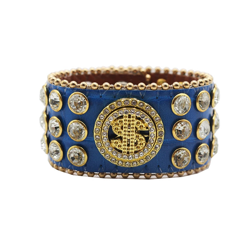 Western Rhinestone Spinner Bracelet Bracelets LUNARITY GARAGE MJ-Blue