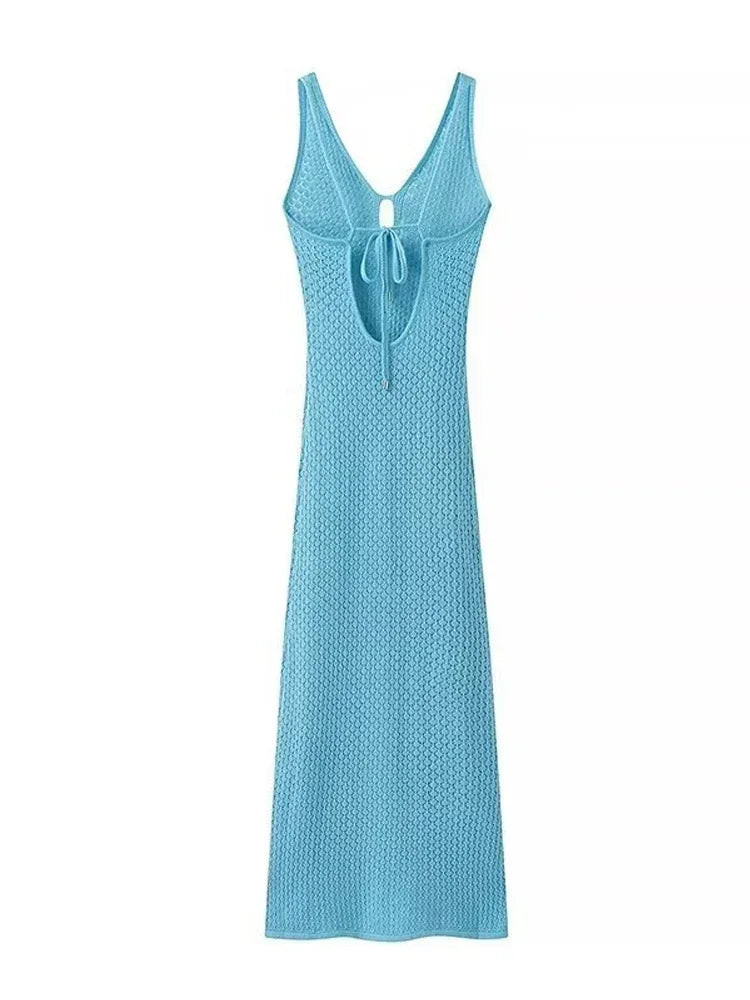 Sun-Drenched Sensation: The Sexy Deep V-Neck Cut Out Maxi Beach Dress covers up LUNARITY GARAGE