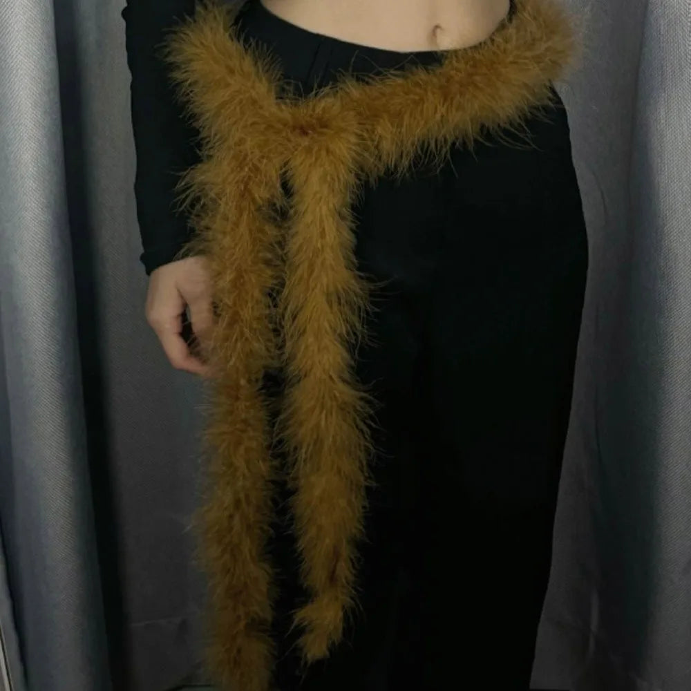 Y2K Punk Plush Fur Belt - Soft Fluffy Waist Chain for Hip Hop & Street Style Belt LUNARITY GARAGE Coffee