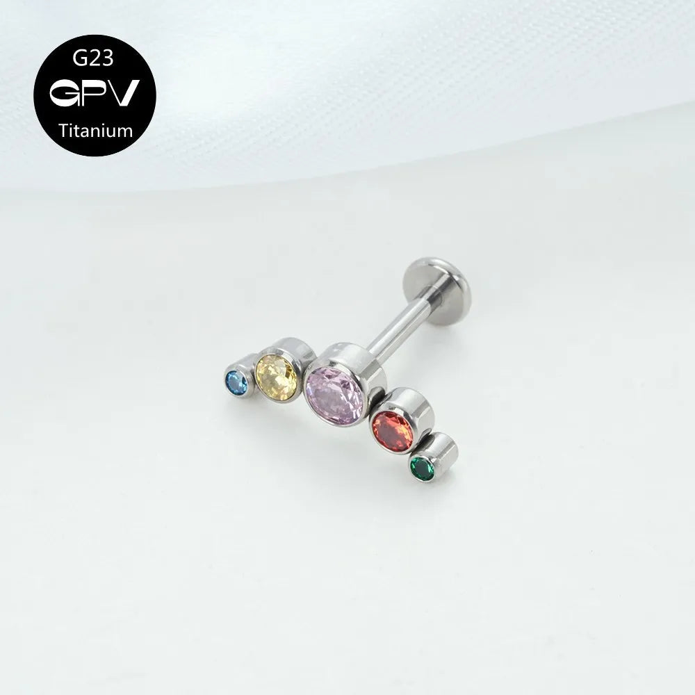 Titanium Ear Stud Zircon Opal Piercing Jewelry In 25 Colors Optional Women's Party Bar Fashion Ear Cartilage Stud Ear Piercings Lunarity Garage Multicolor Zircon 1.2x6mm