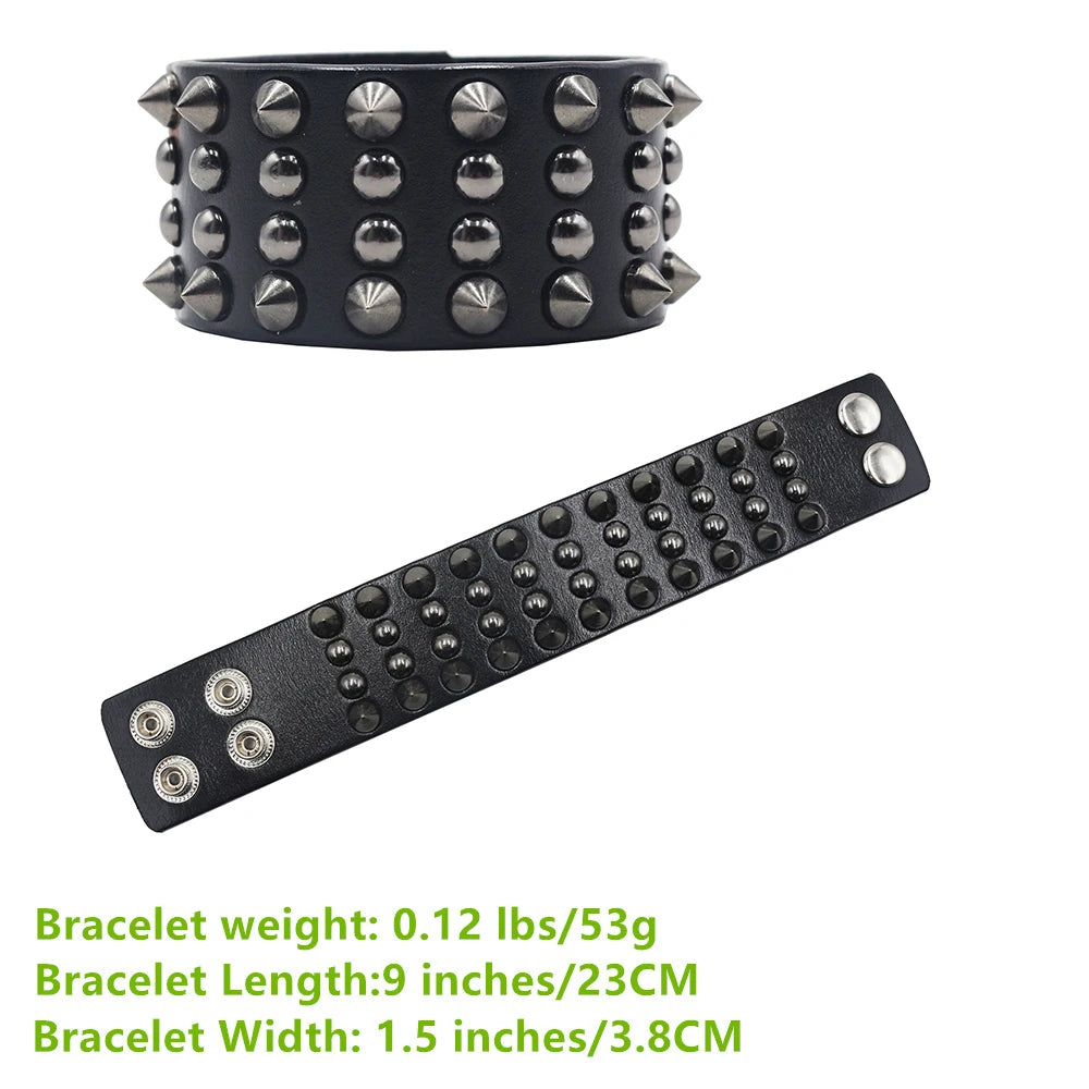 Punk Hip Hop Rock Genuine Leather Bracelet – Chain Rivet Unisex Bangle
