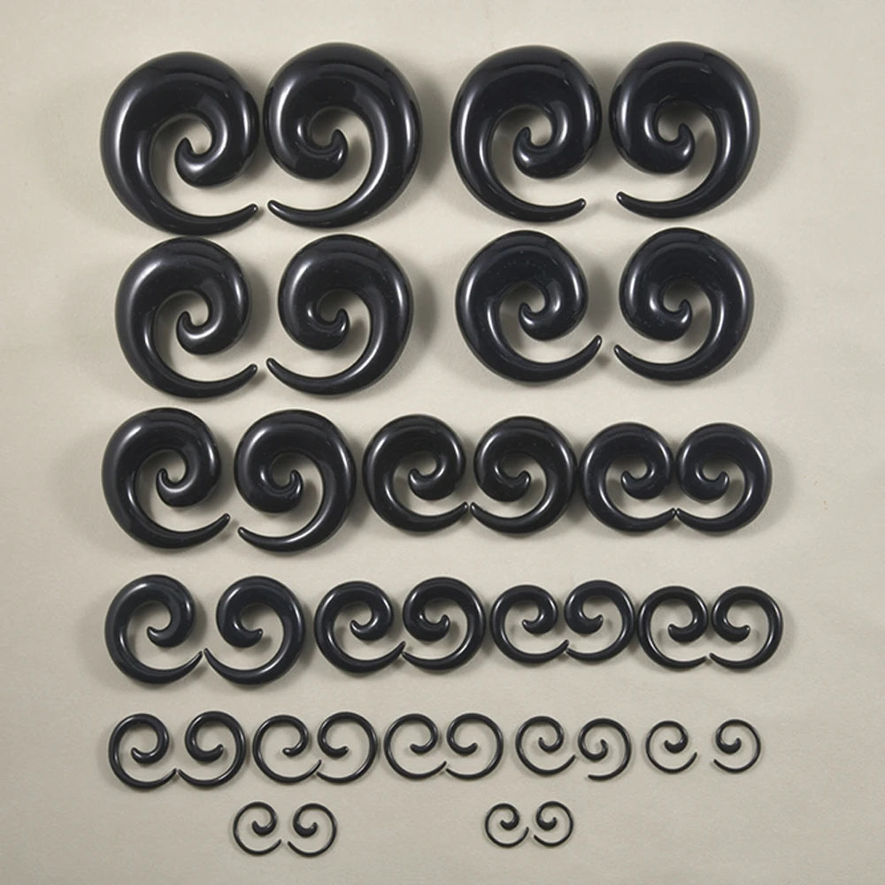1Pair Acrylic Black Ear Spiral Expander Ear Plugs Spiral Ear-Piercing Stretcher Body Jewelry 1.2mm-24mm Piercing Jewelry Ear Piercings Lunarity Garage   