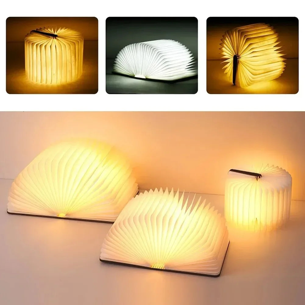 3D Folding Wooden Book Light Creative LED Night Light RGB Color USB Recharge Decor Bedroom Table Lamp for Kid Brithday Gifts Hot home decor LUNARITY GARAGE