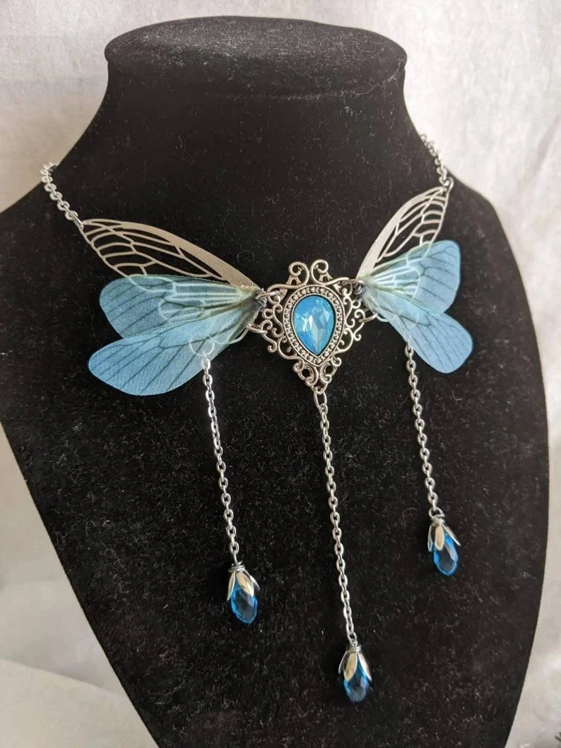 Enchanted Faerie Queen Wing Necklace Necklace Lunarity Garage Ocean Blue