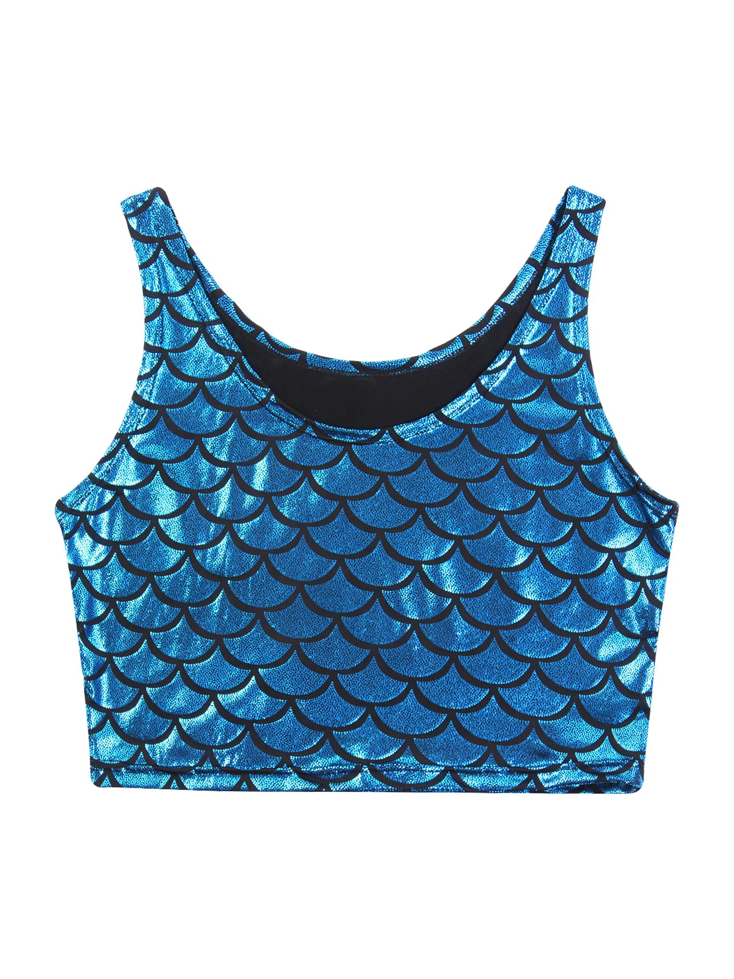 Shiny Metallic Sequin Crop Top - Mermaid Fish Scale Tank Top for Festivals, Raves, and Dance Performances crop top LUNARITY GARAGE