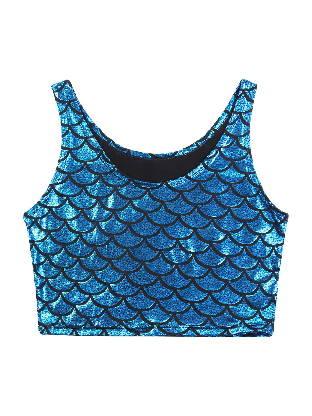 Shiny Metallic Sequin Crop Top - Mermaid Fish Scale Tank Top for Festivals, Raves, and Dance Performances crop top LUNARITY GARAGE