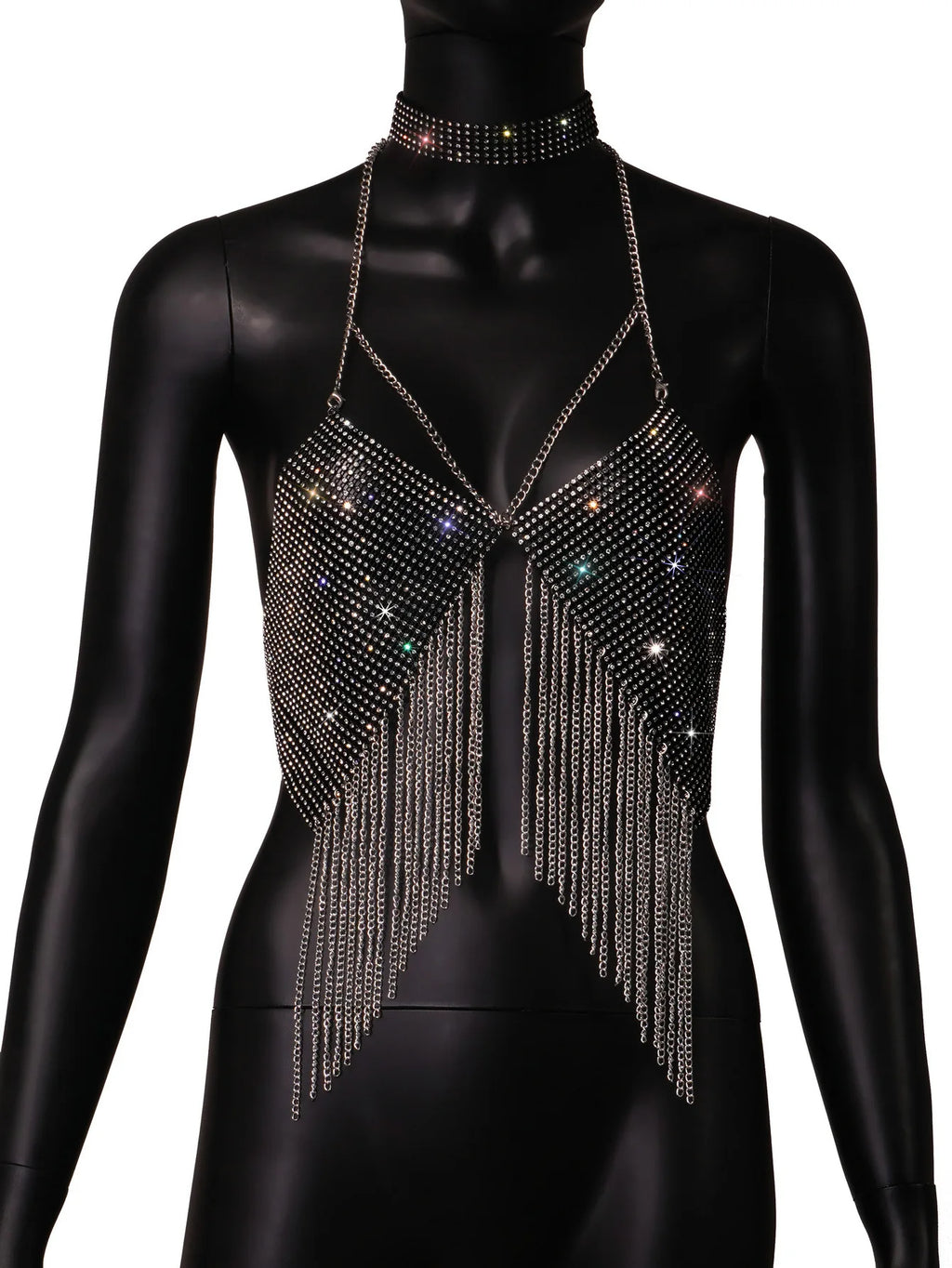 Shiny Glitter Diamond Crop Top – The Ultimate Party Statement LUNARITY GARAGE Black One Size