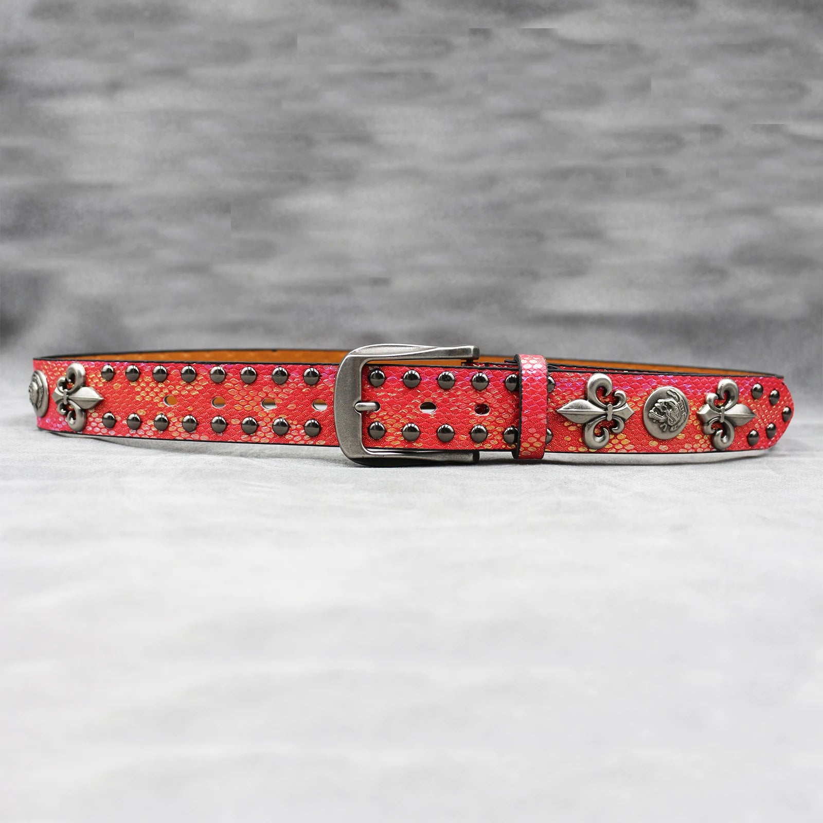 Stage Party Nightclub Rivet Belt – Red Cross Studded Rock Style belt LUNARITY GARAGE