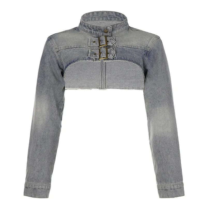 Sexy Y2K Aesthetic Cropped Denim Coat Jacket Jackets Lunarity Garage   