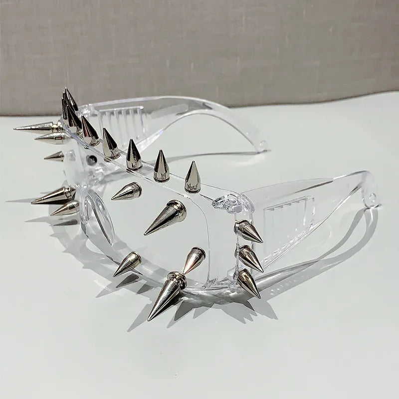 Cyberpunk Demon Metal Rivet Sunglasses Sunglasses Lunarity Garage Transparent